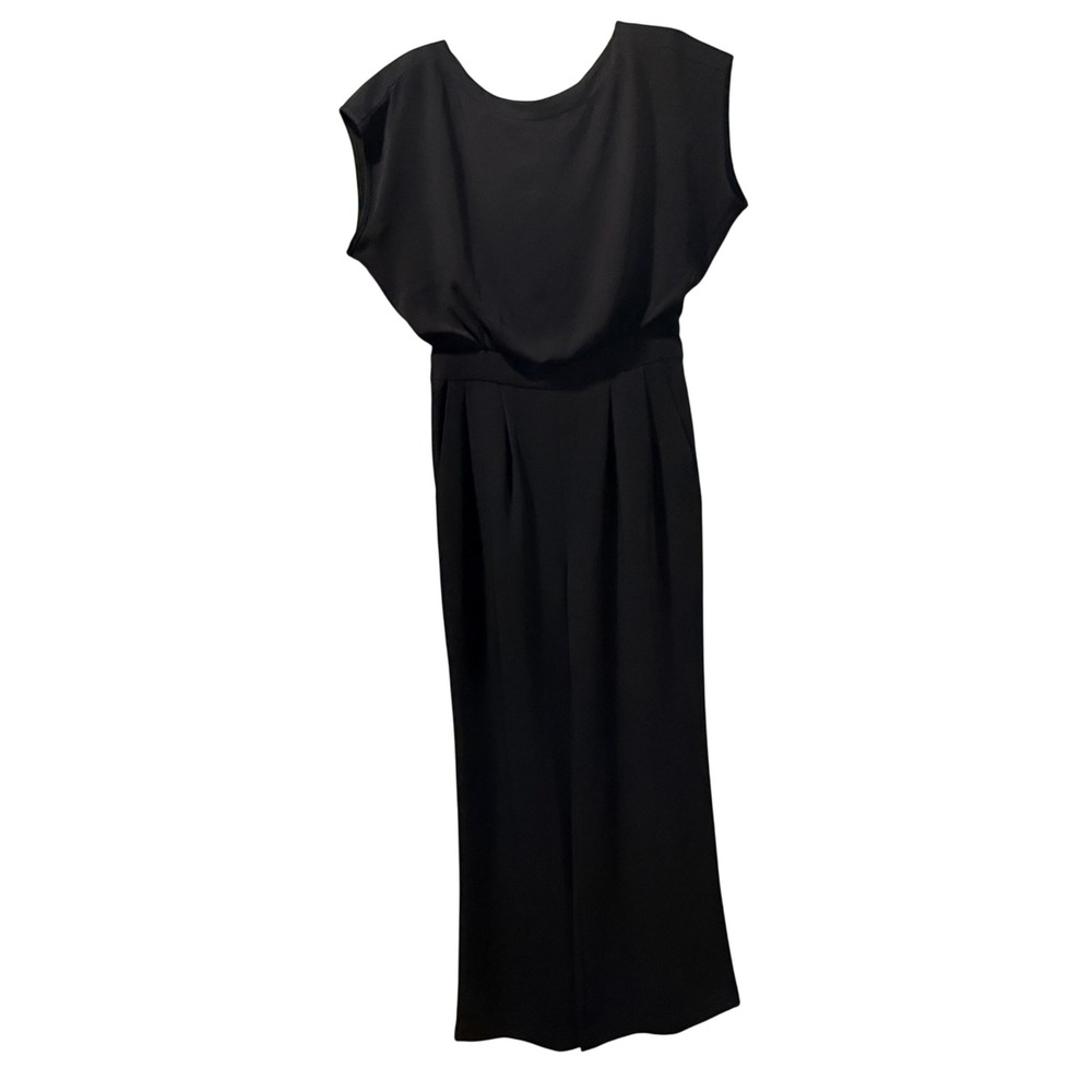 Eliza J Jumpsuit Womens 4 Black Wide Leg Keyhole Back Cap Sleeve Quiet Luxury